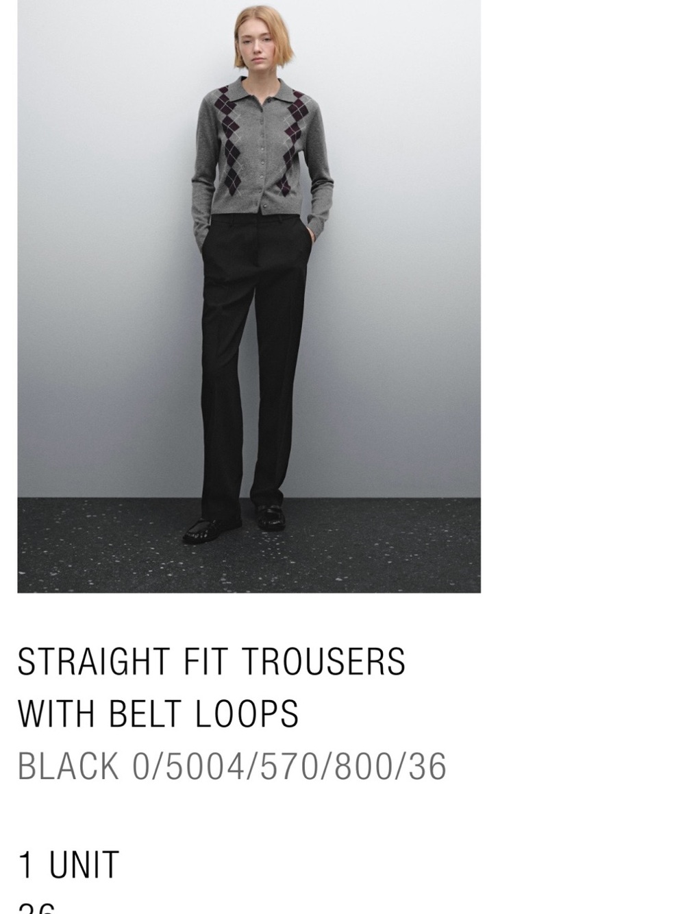 Massimo Dutti black straight fit trousers with belt loops